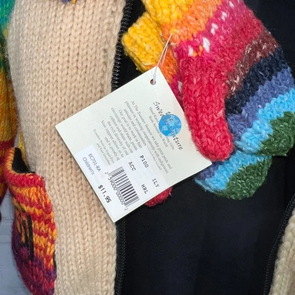 🧸🌈NWT🤩 |•KYBER•| Hand Made Wool Bear Fleece Lined Sweater + Mittens🌈 - Picture 13 of 16